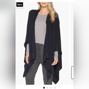 Black Open Front Wrap  Cardigan One Size